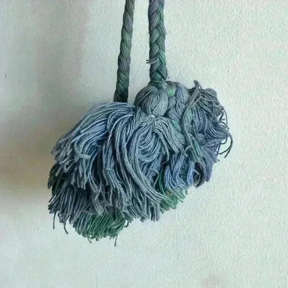 Anthropologie  Handmade Blue Green Gradient Bohemian Boho Cute Make Up Bag Pouch - Picture 7 of 9